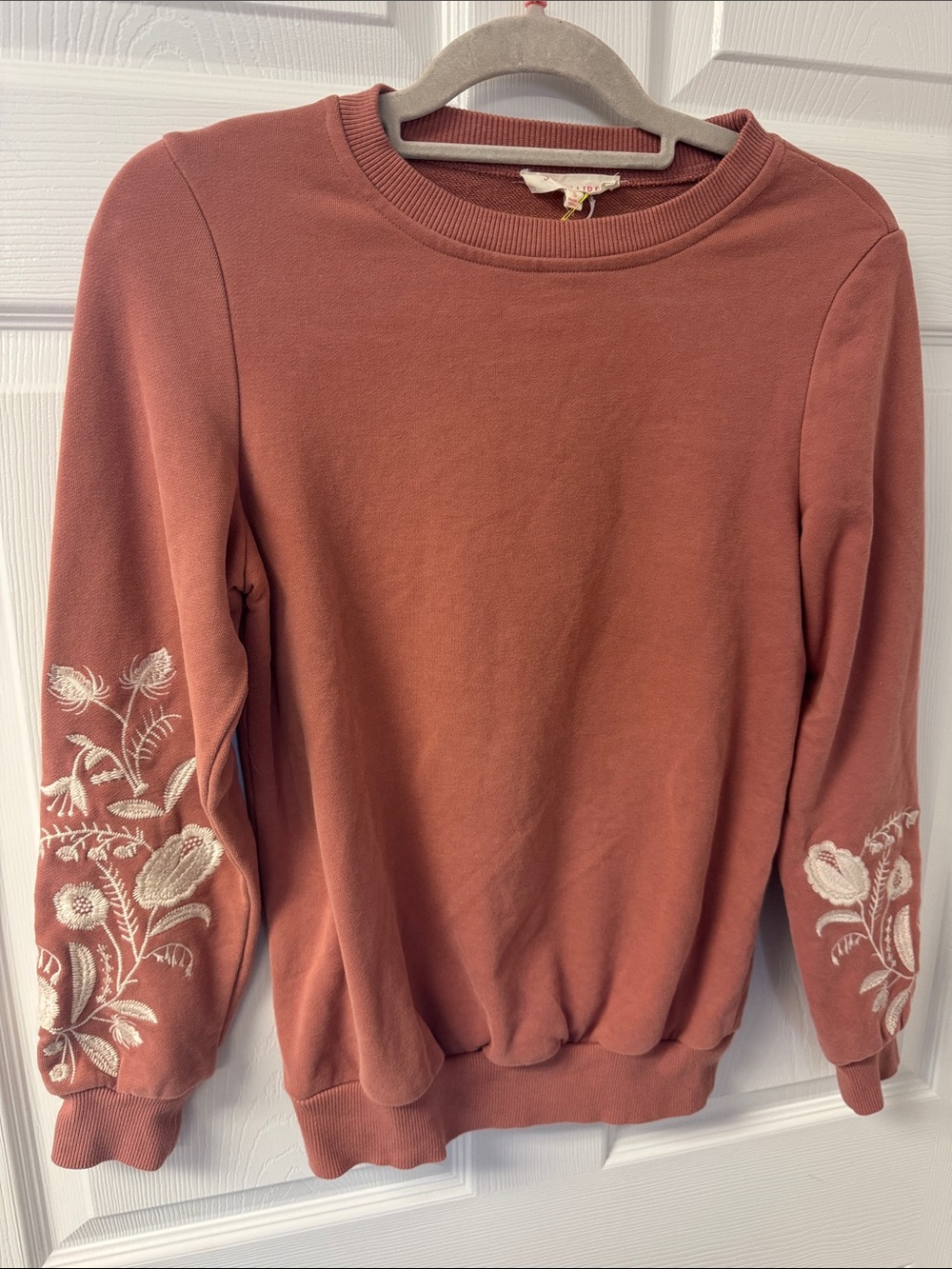 Solitaire Terracotta Embroidered Sleeve Sweatshirt